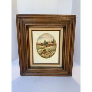 Vintage W Wolfgang Zeller Signed Oil Painting Canvas Framed Fall‎ Cabin Scene